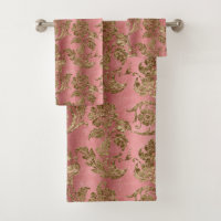 Pink Faux Gold Velvet Elegant Bathroom