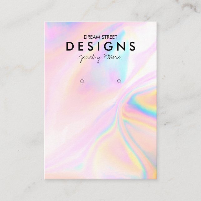 Pink Faux Holographic Trendy Earring Display Card (Front)