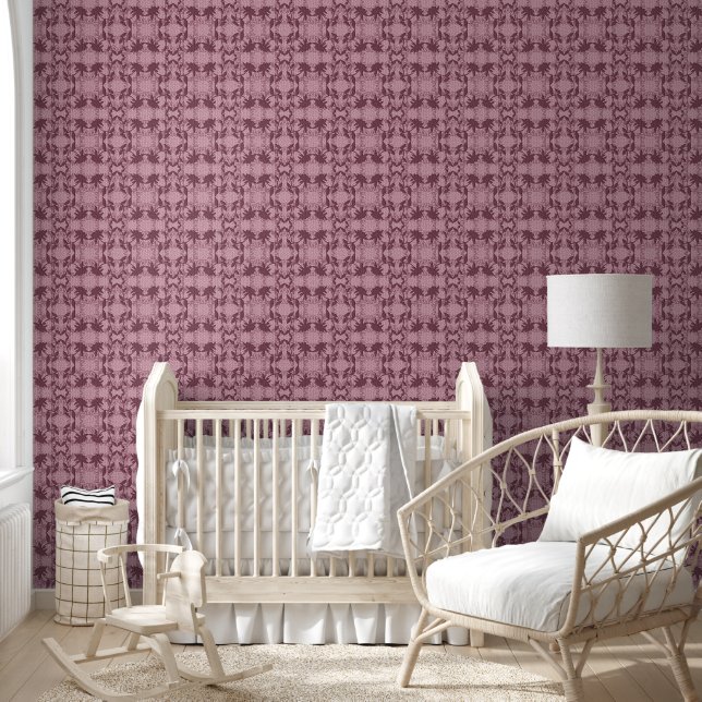 Pink Faux Lace Pattern Wallpaper (Kids)
