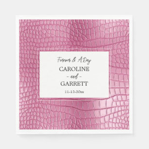 Pink Faux Leather Animal Print Wedding Napkin