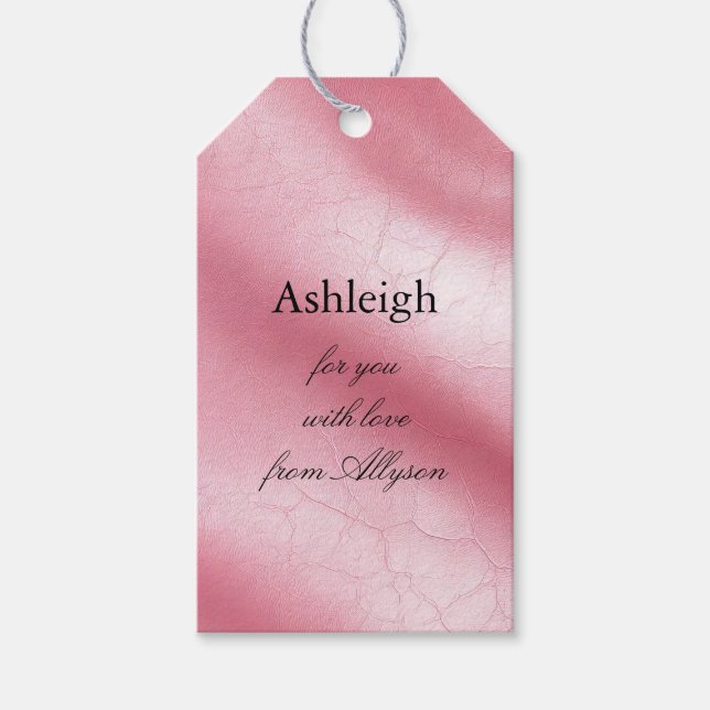 Pink Faux Leather  Gift Tags (Front)