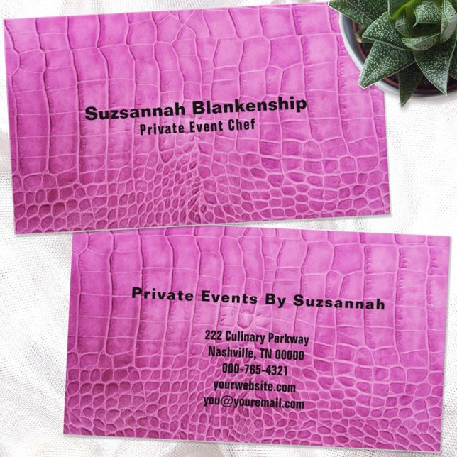  Pink Faux Leather Minimalist Custom Professional Business Card (Creator Uploaded)