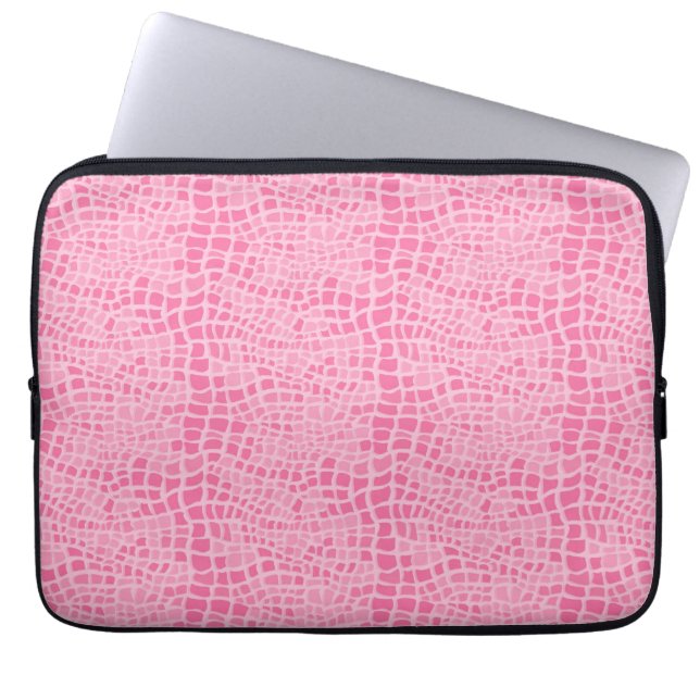 Pink FAUX Snakeskin Pattern Laptop Sleeve (Front)