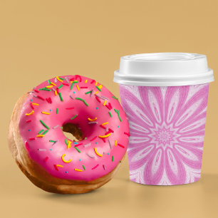 Pink Faux Tulle Flower Design Paper Cups