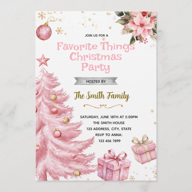 Pink Favorite Things Party Invitation (Front)