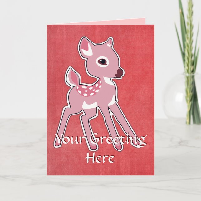 Pink Fawn Greeting Card (Front)