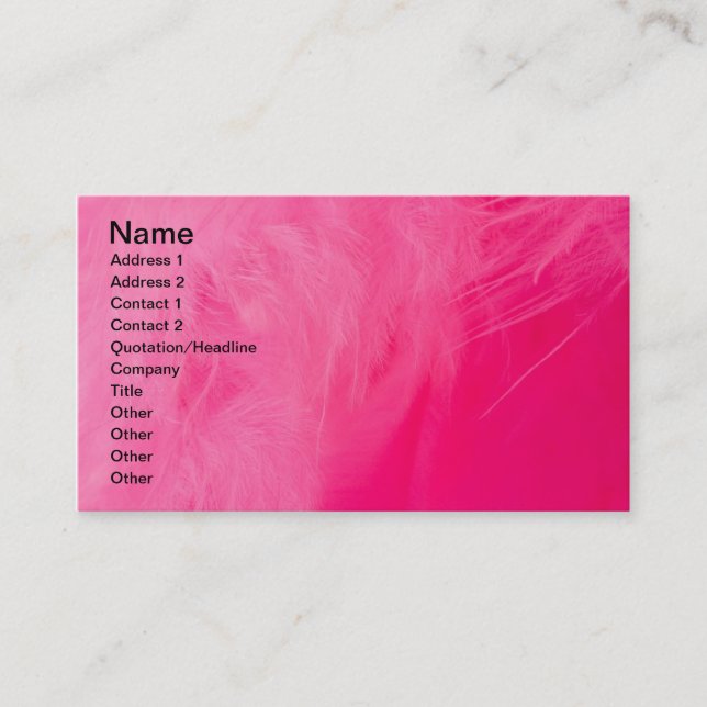 Pink feather business card (Front)