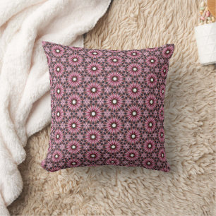 Pink Feather Persian Star Boho Cushion