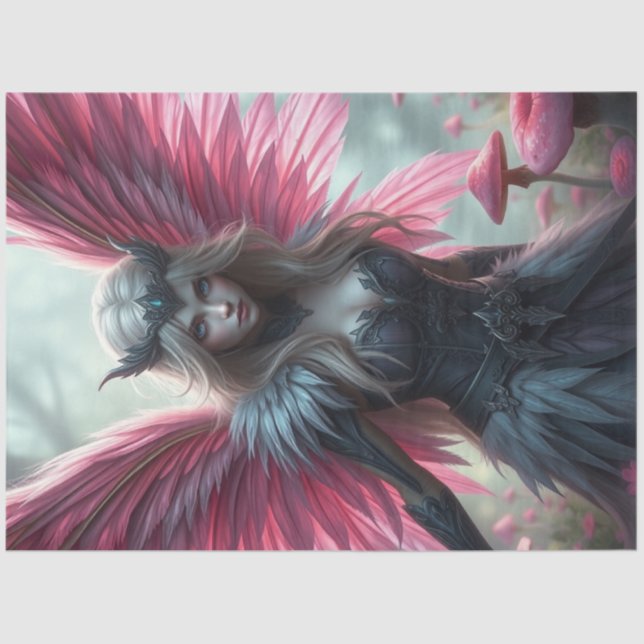 Pink Feathered Fairy Fantasy  Tissue Paper (Front)