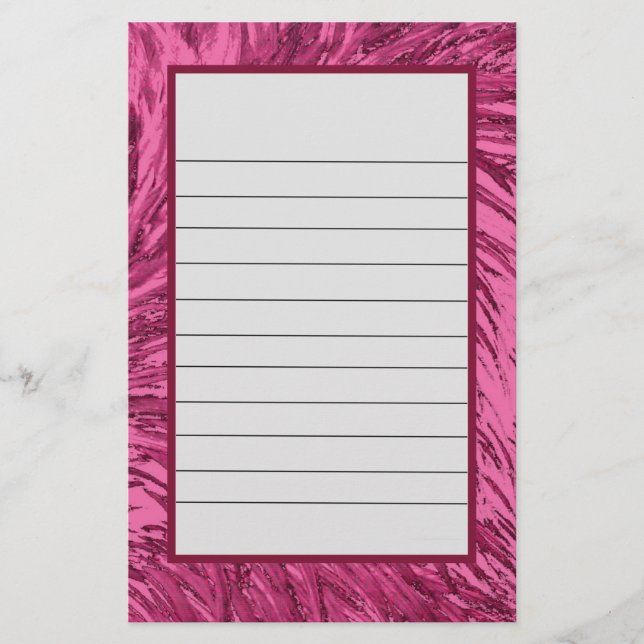 Pink Feathered lDesign Stationery (Front)