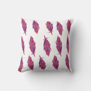 Pink Feathers Watercolor Throw Cushion
