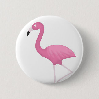 pink feathery flamingo 6 cm round badge