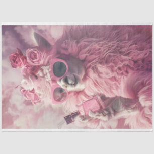 Pink Feathery Llama Decoupage Tissue Paper