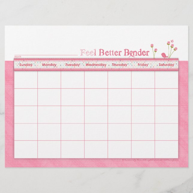Pink Feel Better Binder Calendar Flyer (Front)
