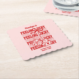 Pink Feeling Lucky Bachelorette Party Coasters