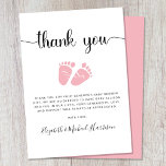 Pink Feet Baby Girl Shower Thank You Card<br><div class="desc">Thank your baby girl shower guests with this cute thank you card with "thank you!" in a stylish script with swashes and a pink watercolor of baby feet. Underneath you can easily personalise your thank you message or leave blank for a handwritten note.</div>