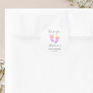 Pink Feet Baby Shower  Classic Round Sticker