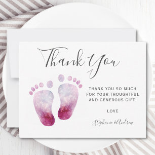 Pink Feet Baby Shower Thank You Postcard