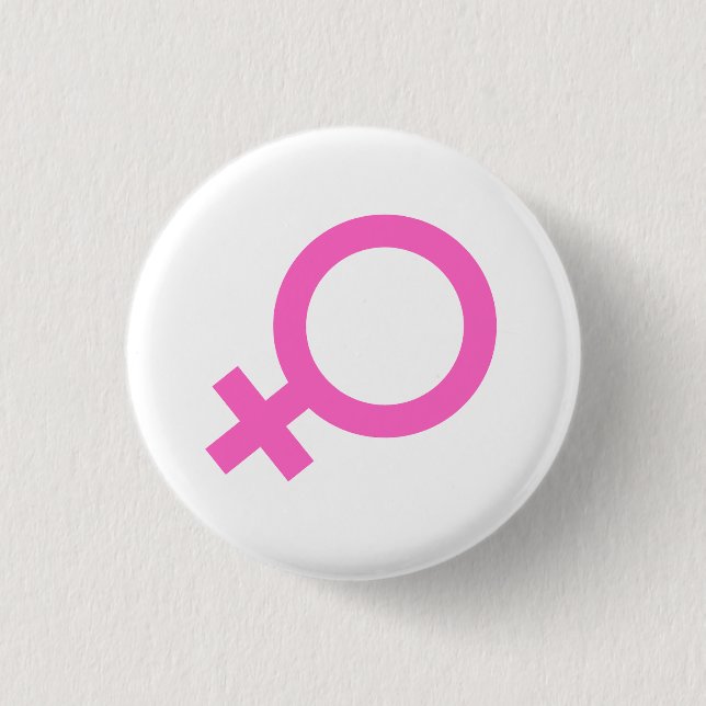 Pink Female Gender Symbol Button  (Front)
