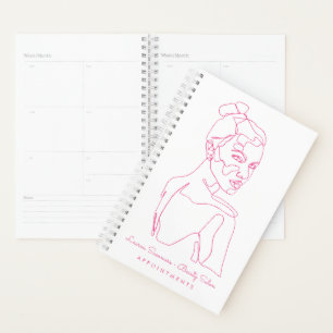 Pink Female Line Drawing Beauty Appointment Planner