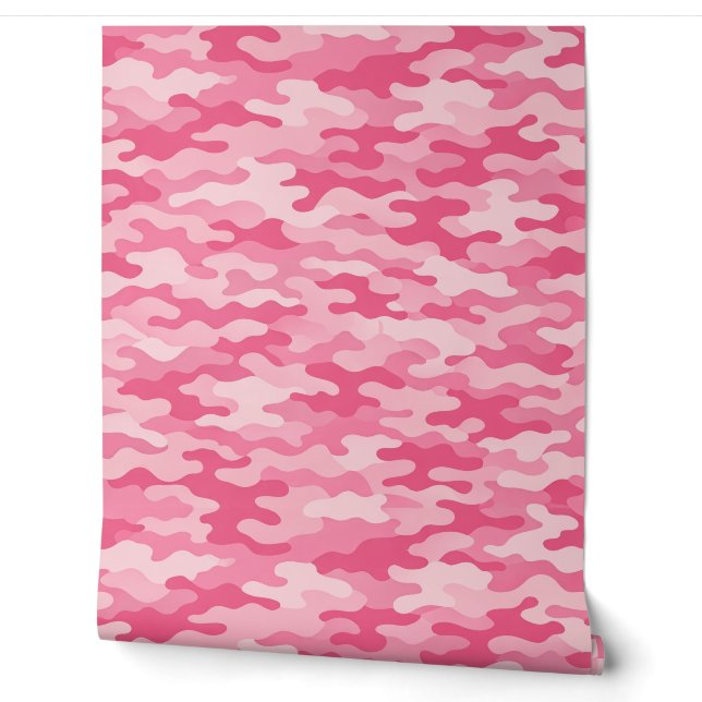 Pink Feminine Camo Pattern Wallpaper (Unrolling)