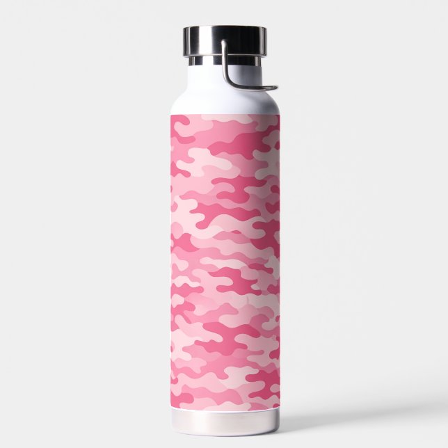 Pink Feminine Camo Pattern Water Bottle (Left)