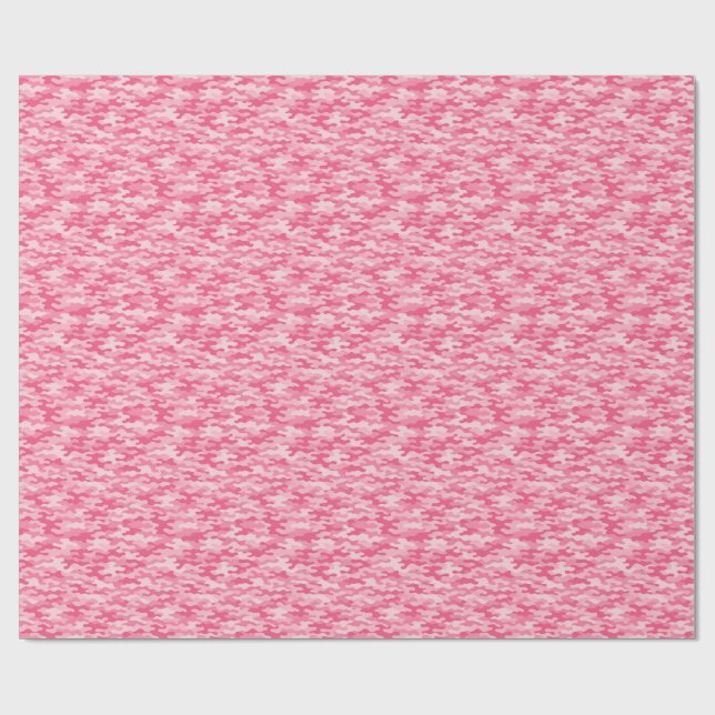 Pink Feminine Camo Pattern Wrapping Paper (Flat)