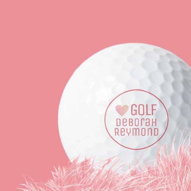 Pink Feminine Golfer Name Circle Logo Golf Balls (Creator Uploaded)