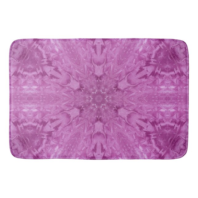 Pink Feminine Lace Kaleidoscope Snowflake Bath Mat (Front)