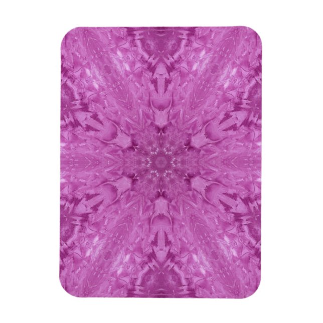 Pink Feminine Lace Kaleidoscope Snowflake Magnet (Vertical)