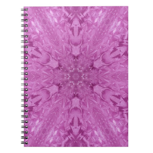 Pink Feminine Lace Kaleidoscope Snowflake Notebook (Front)