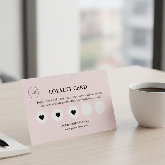 Pink Feminine Small Business Elegant Rewards  Loyalty Card (Creator Uploaded)