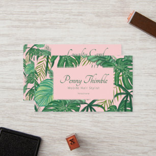 Pink Feminine Tropical Monstera Jungle Palm Loyalty Card