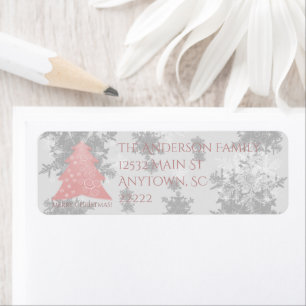 Pink Festive Christmas Tree Address Labels