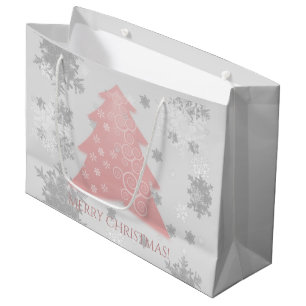 Pink Festive Christmas Tree Gift Bag