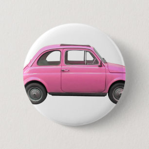 Pink Fiat 500 vintage Italian car 6 Cm Round Badge