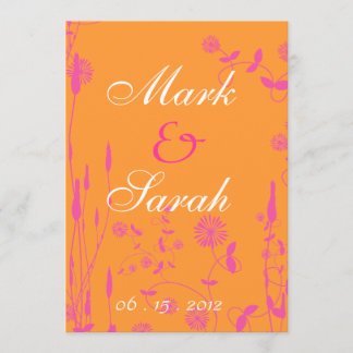 Pink Field Flowers Sherbet Wedding Invitation