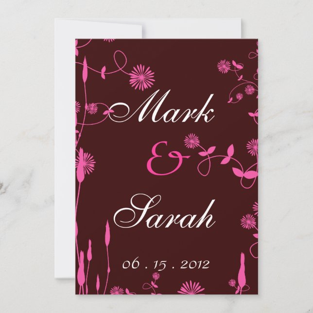 Pink Field Flowers Wedding Invitation (Front)