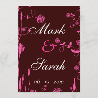 Pink Field Flowers Wedding Invitation