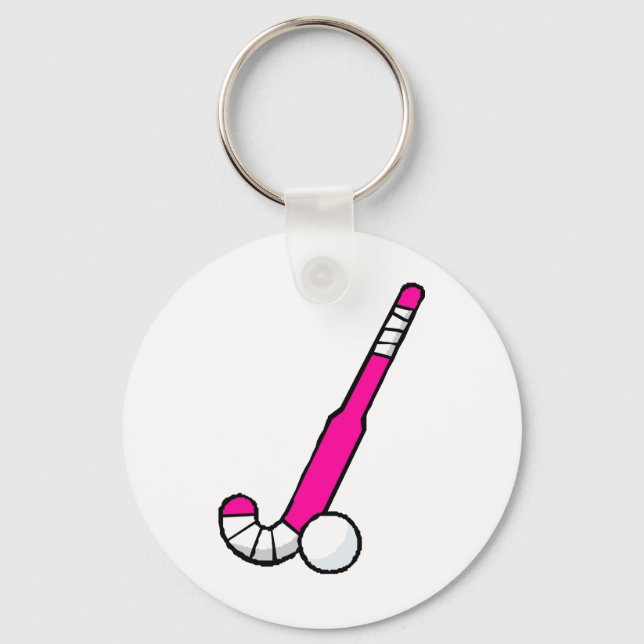 Pink Field Hockey Stick Key Ring (Front)