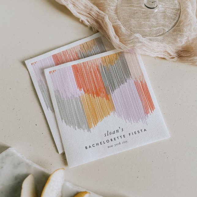 Pink Fiesta Modern Fringe Bachelorette Party Napkin (Pink Modern Fringe fiesta paper party napkins.)