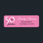 Pink Fifty and Fabulous 50th Birthday Script<br><div class="desc">50 and Fabulous 50th Birthday Address Label. The background is pink with white and black text in a trendy typography. You can easily customise the name and the address.</div>