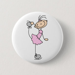 Pink Figure Skater Button