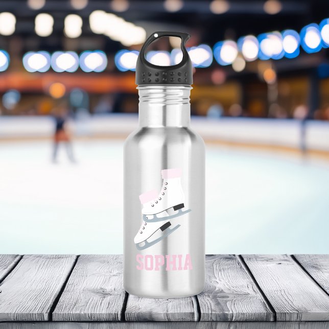 Pink Figure Skates Personalised Girls 532 Ml Water Bottle (Creator Uploaded)