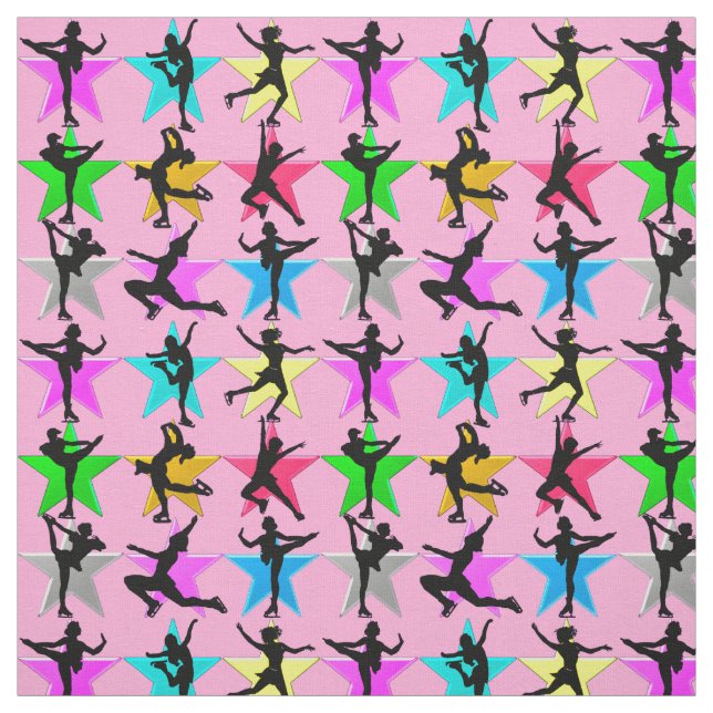 PINK FIGURE SKATING SUPER STAR FABRIC (Swatch)