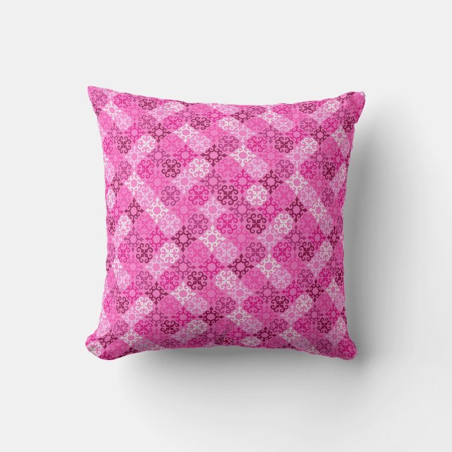 Pink Filigree Diamond Pattern  Cushion (Front)