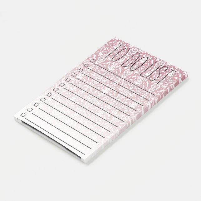 Pink Filigree To Do List or Grocery List Post-it Notes (Angled)