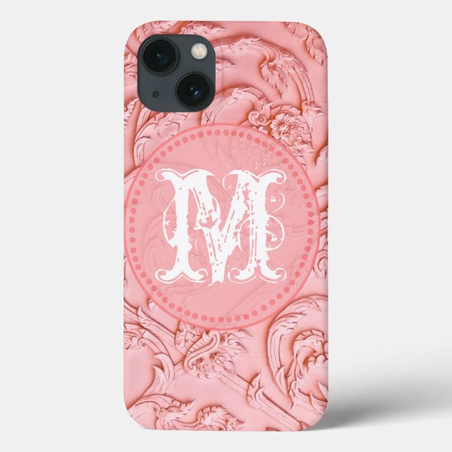 Pink Filigree Wood Carving Monogram IPAD Case (Back)