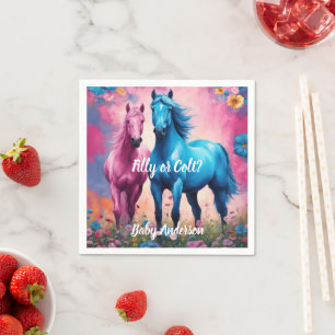 Pink Filly & Blue Colt Western Style Gender Reveal Napkin