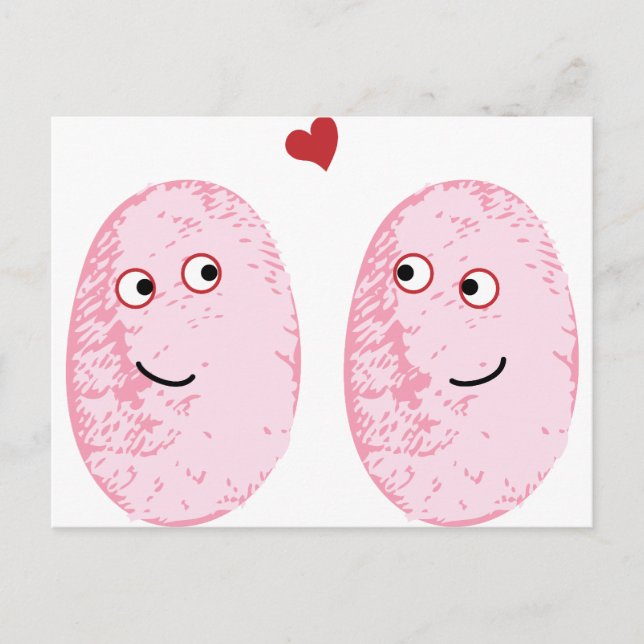 Pink fingerprint pair postcard (Front)